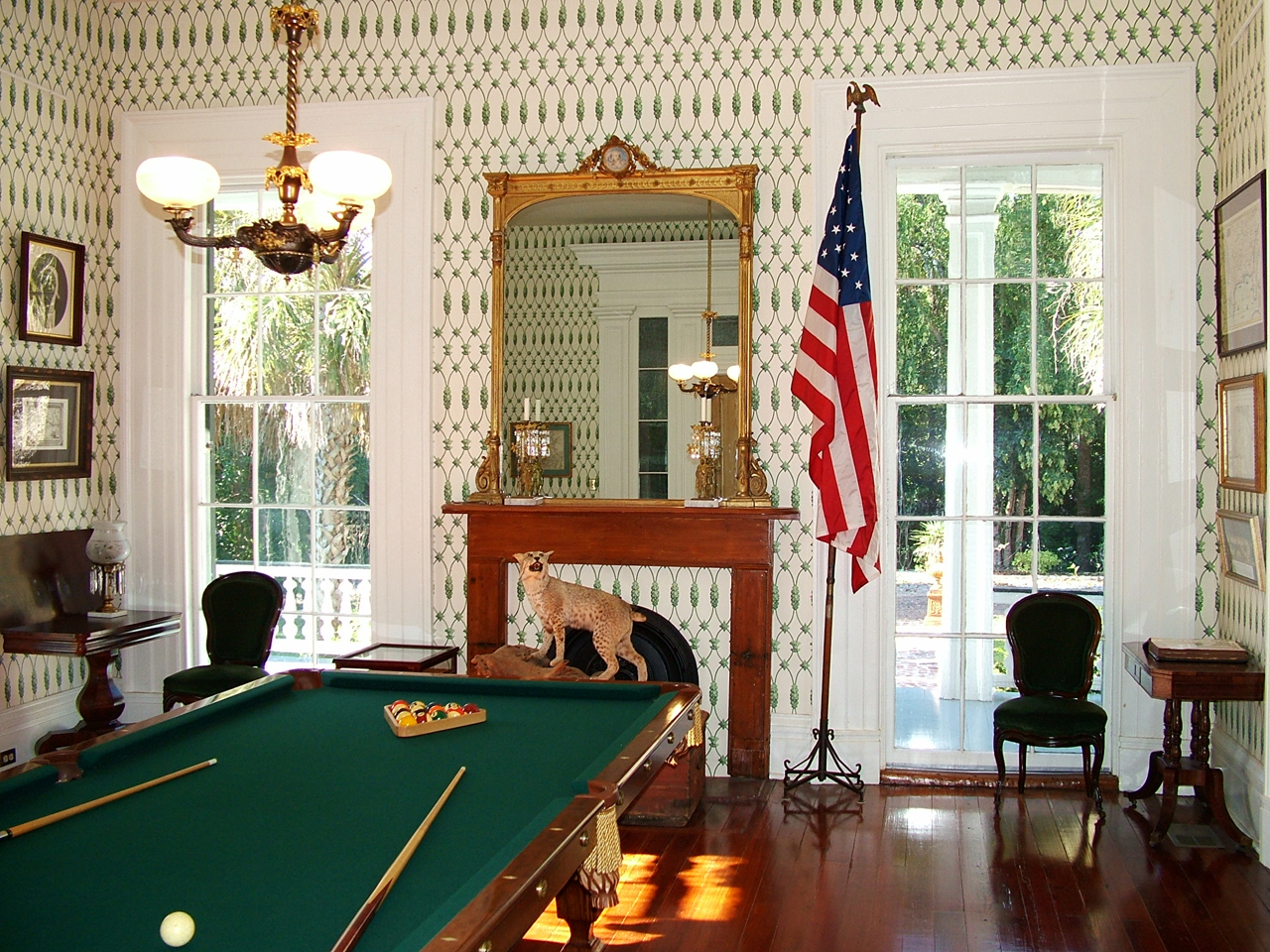 The Antebellum Billiard Hall with its antique billiard table