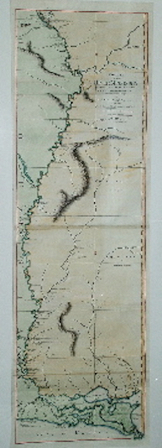 Antique map of the Mississippi River course